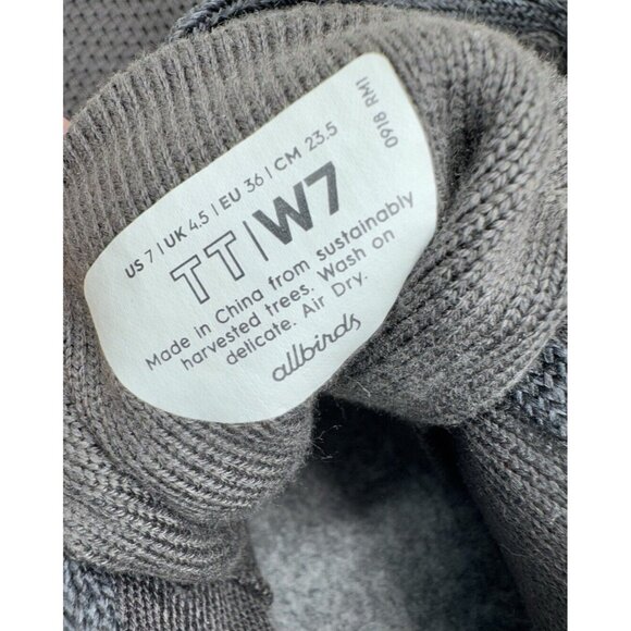 Allbirds Women's Tree Toppers TT Charcoal Gray High Top Shoes Size 7 - Picture 10 of 11